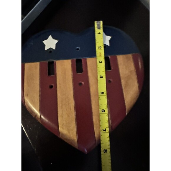 VTG 80s american heart switch plate cover DERKS wood Stars & Stripes Farmhouse - Picture 5 of 7
